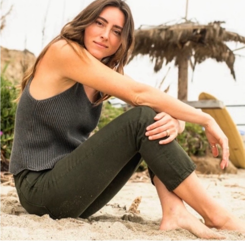 NWT Outerknown SEA Jeans Green Dune High Rise Crop Rigid Sustainable Minimalist